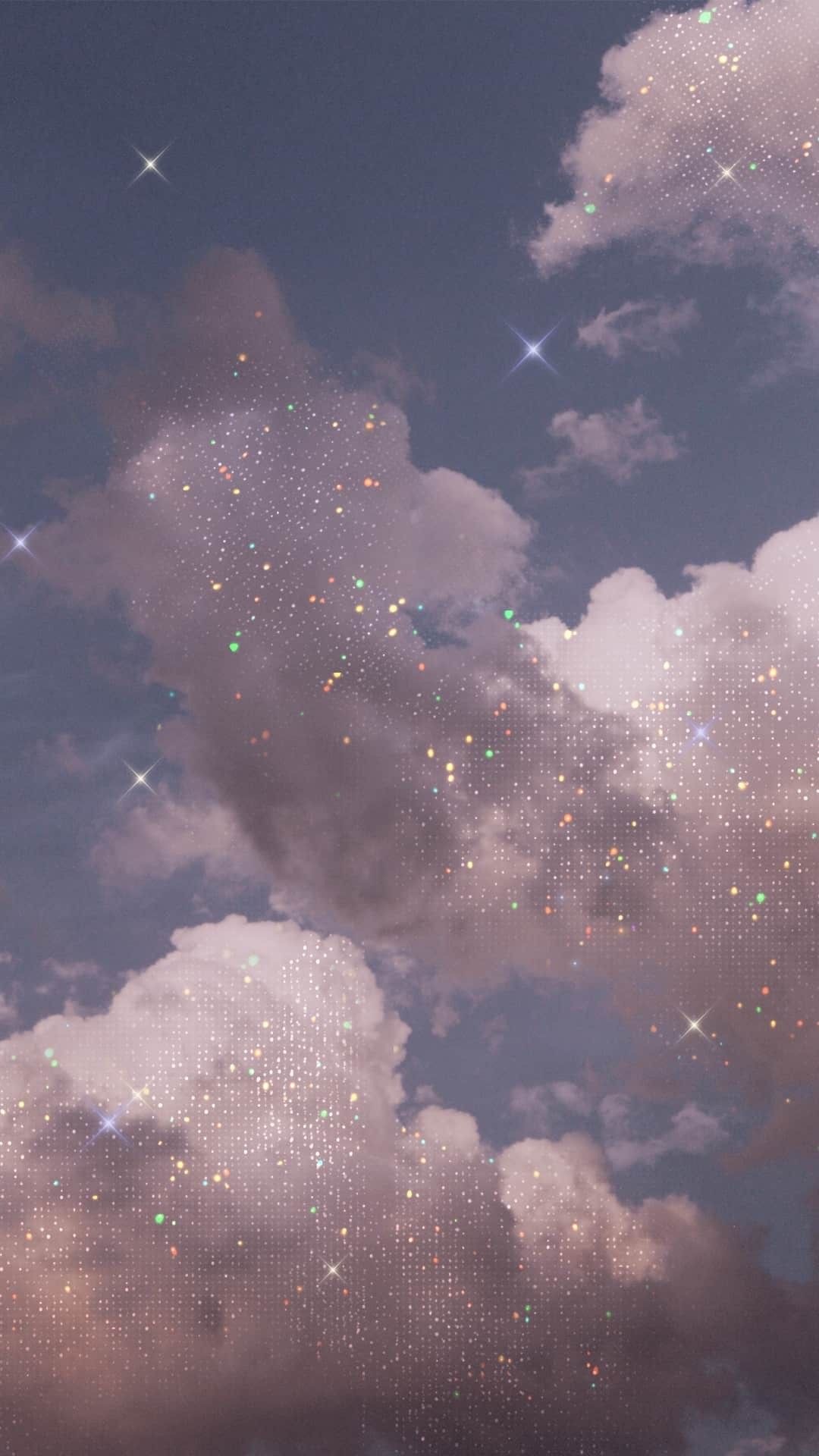 Dusk clouds scattered with glitter and stars